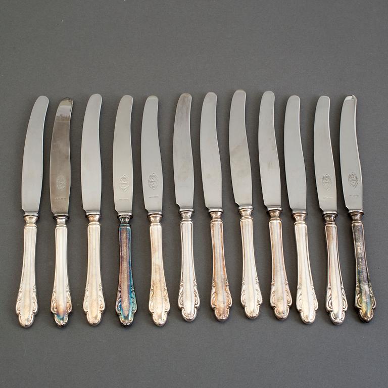 15 pieces of silver knives, JL Hultman, 1950's.