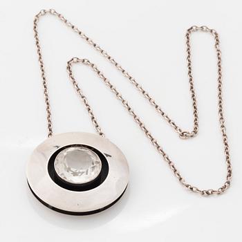 Collier silver med stor bergkristall, Niels Erik From.