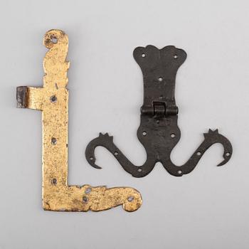 BESLAG, 8 st, smide, barock, 1700-tal.