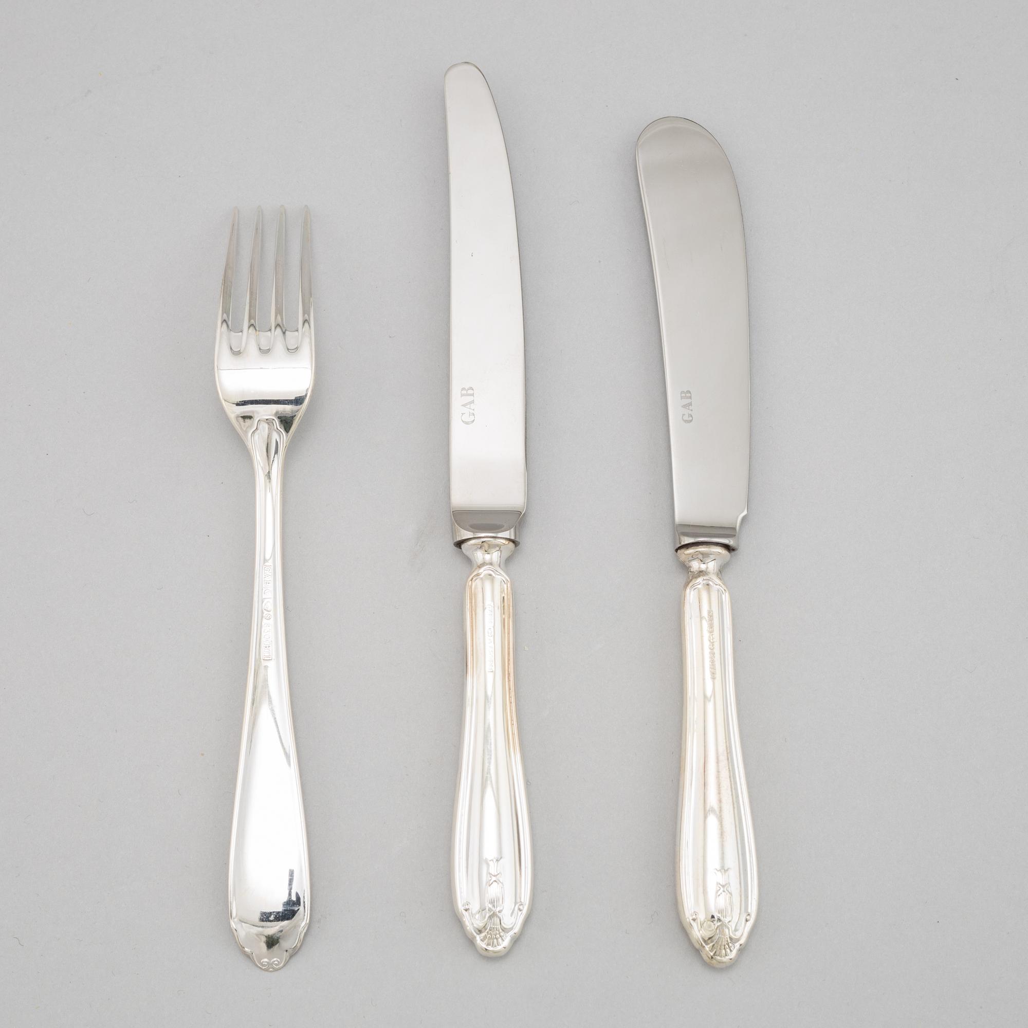 A 16 piece silver cutlery set, modell 'Vasa', mark of GAB, Eskilstuna.