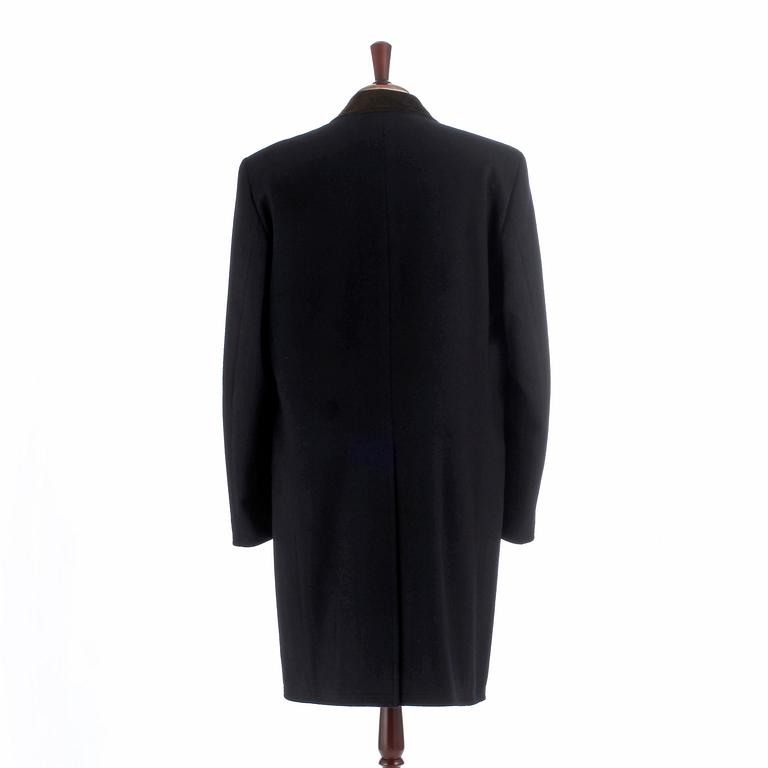 PARK HOUSE, a dark blue wool and cashmere coat / covert coat, size 54.
