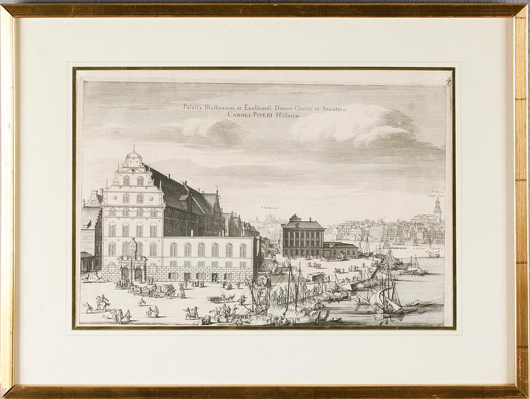 KOPPARSTICK, 6 st, ur "Suecia Antiqua et Hodierna", 1800-tal.