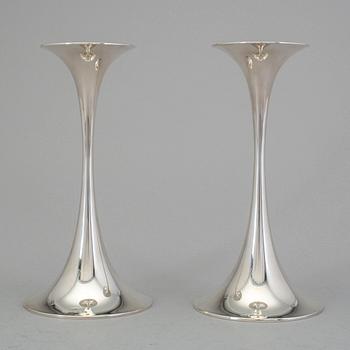 A pair of Tapio Wirkkala sterling silver candlesticks, Kultakeskus, Finland 1972.