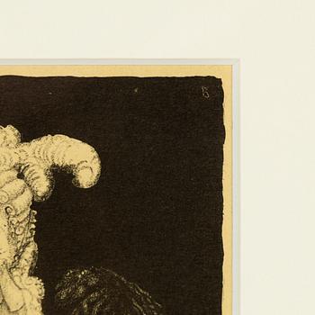 John Bauer, lithograph from "Troll", 1915, signed B in the print.