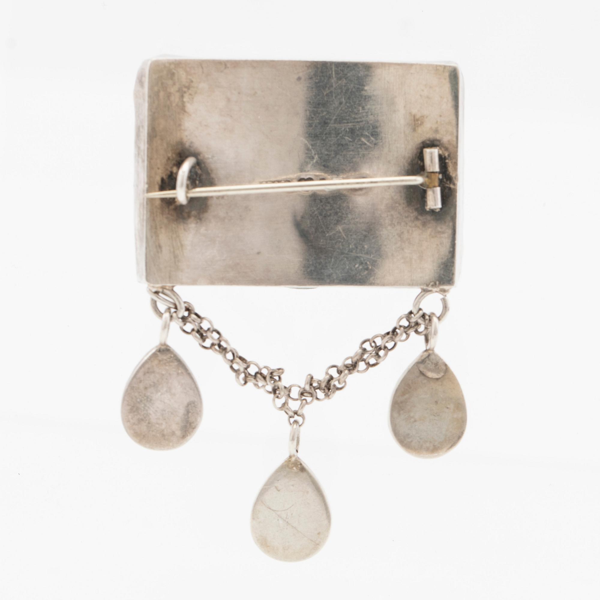 Brooch, silver with stones.