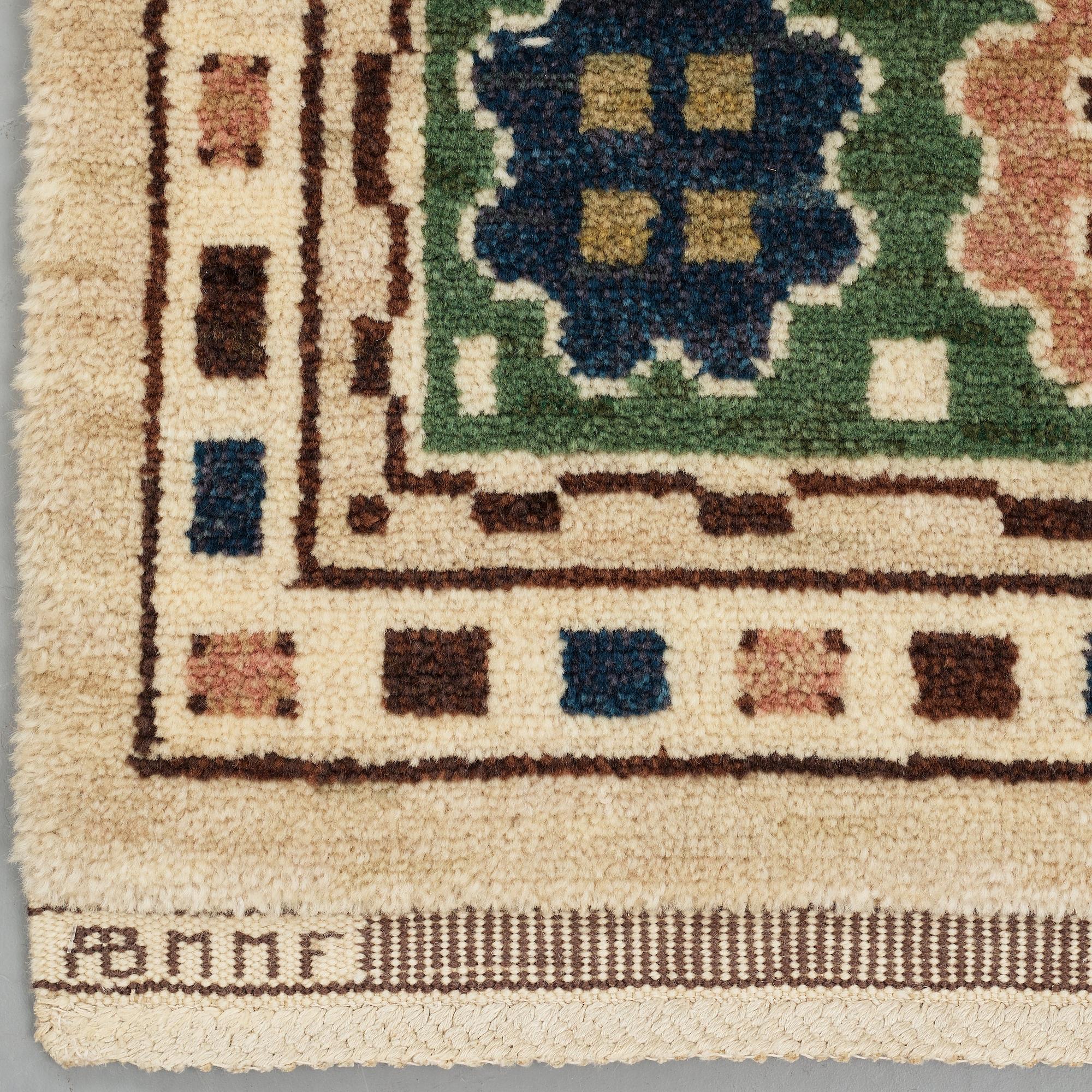 Märta Måås-Fjetterström, A CARPET, "Hästhagen", knotted pile, ca 246 x 165 cm, signed AB MMF.