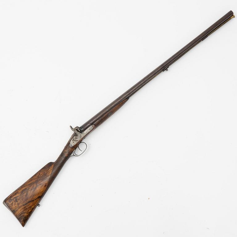 Percussion gun, double barreled, second part of the 19th century.