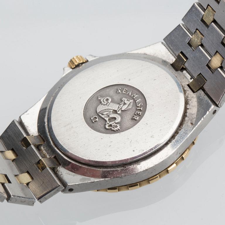 HERRARMBANDSUR, guld på stål, Omega Seamaster, ca 90-tal.