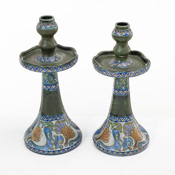 Desk set, 4 pieces, ceramic, bl a "Crocus", Gouda, Netherlands.