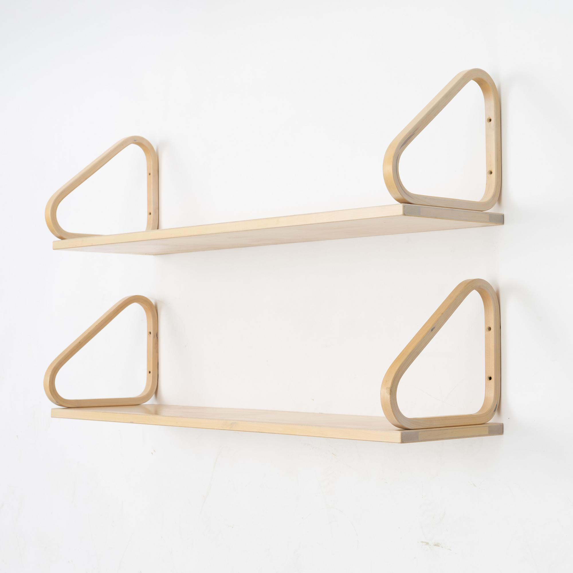 Alvar Aalto, a pair of model 112b shelves, Artek, end of the 20th century.