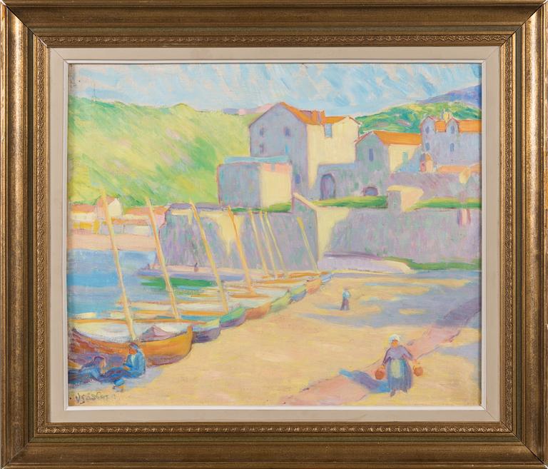 Okänd konstnär, olja på duk, signerad V. Sandberg och daterad -13.