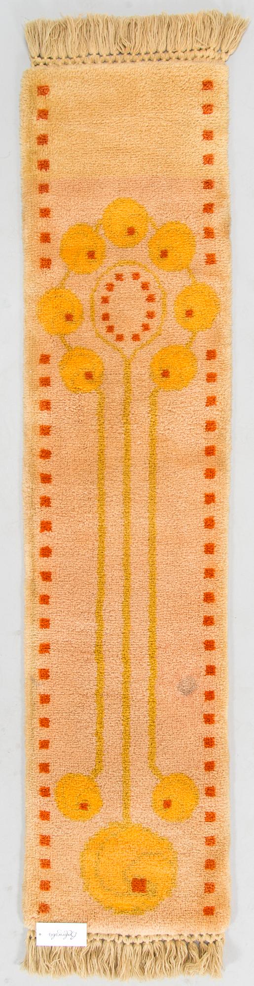 An early  Finnish long pile ryijy rug. Circa 180 x 43 cm.