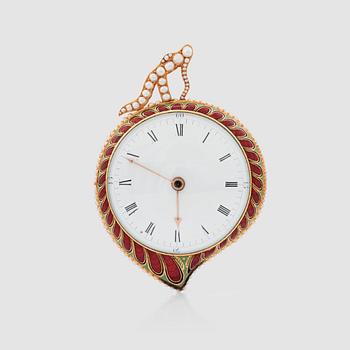 An Ilbery, London, pocket watch in the shape of a peach. Made for the Chinese market.