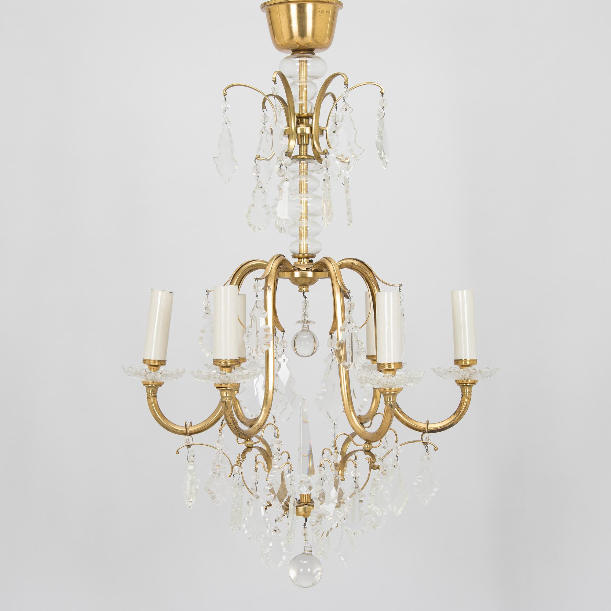 Paavo Tynell, kattokruunu/kristallikruunu, malli 1465/6, Taito 1900-luvun puoliväli.