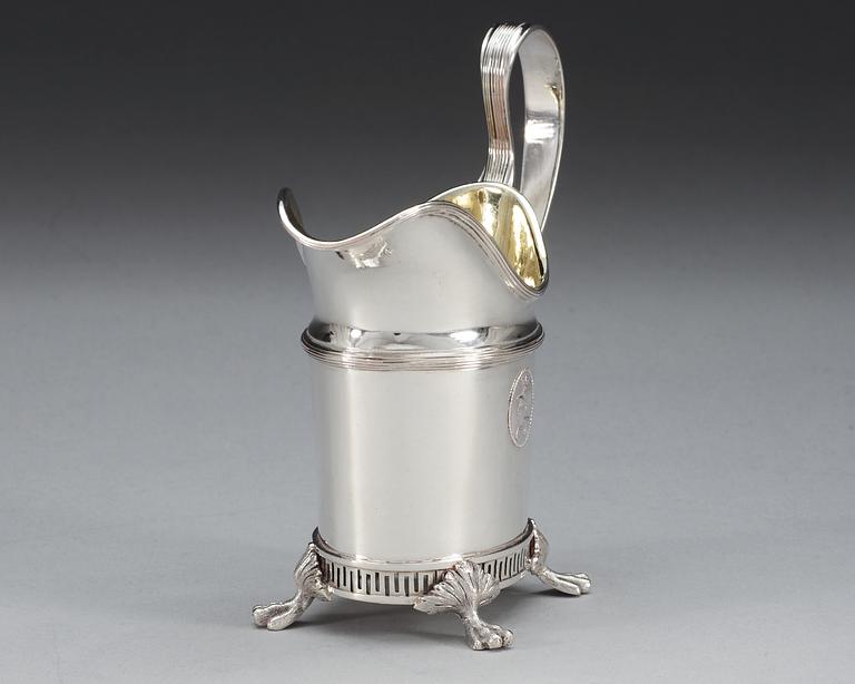 A Swedish 18th century parcel-gilt cream jug, makers mark of Gustaf Hamnqvist, Åmål 1798.