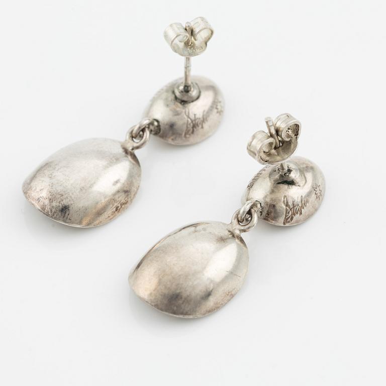 Stigbert, brooch and a pair of earrings, silver,.