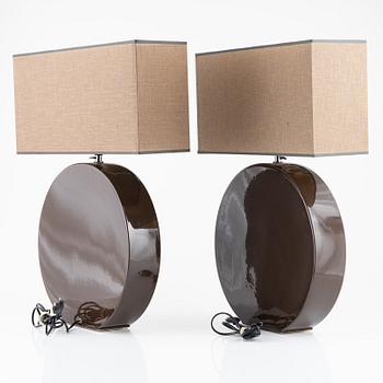 A pair of ceramic table lights, Faïencerie de Charolles, France.