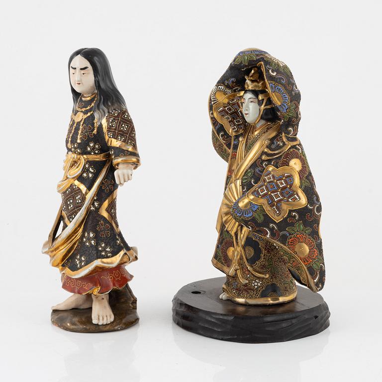 A pair of Japanese porcelain figurines, 20th century,