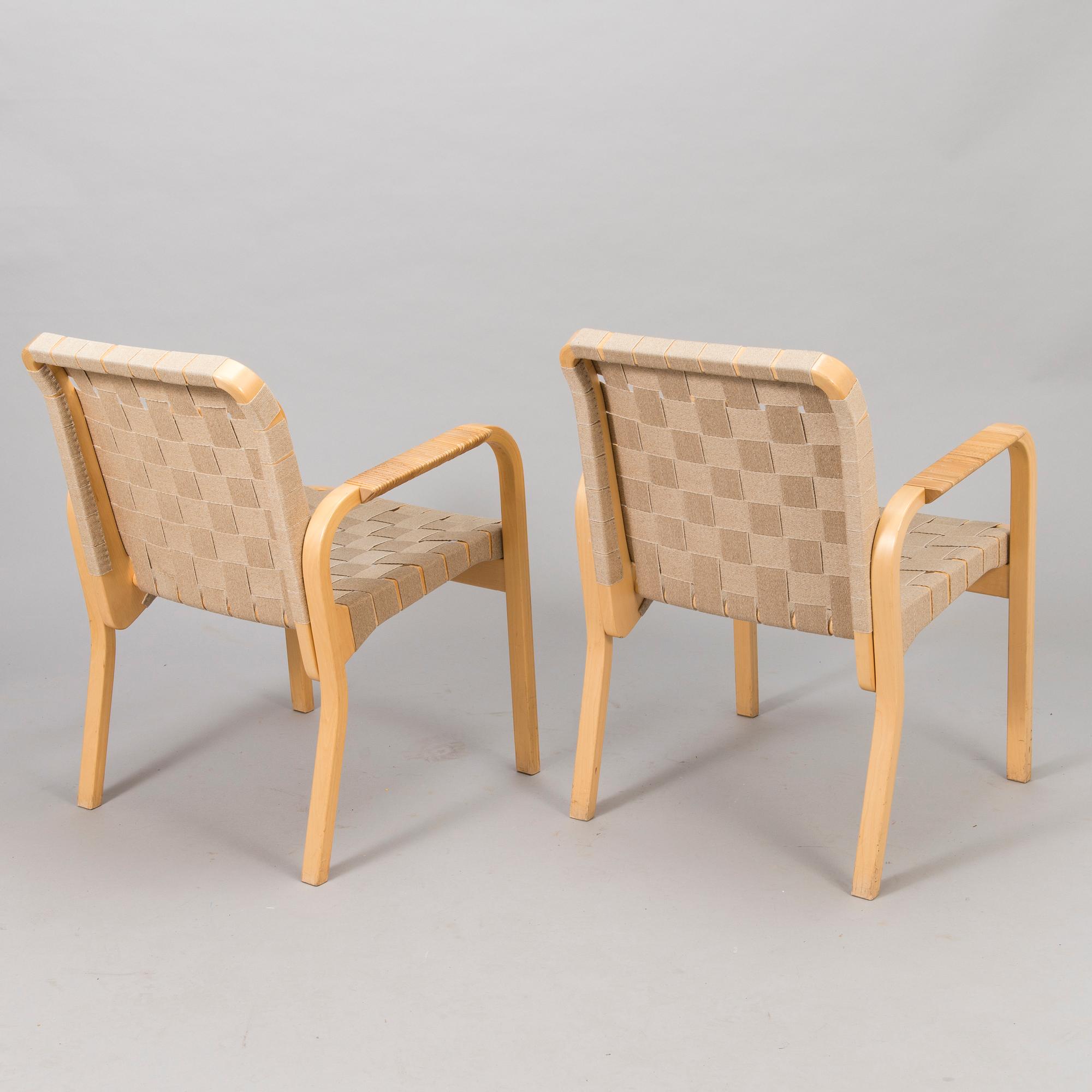 ALVAR AALTO, A set of four '45' armchairs, Artek, Finland 1980s.