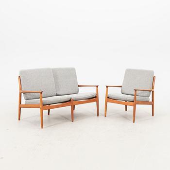 Grete Jalk soffa och fåtölj Glostrup Danmark 1960-tal.