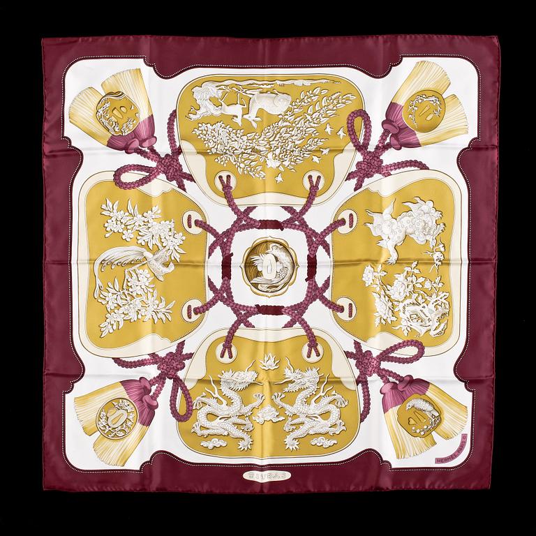 A silk scarf by Hermès, "Tsubas".