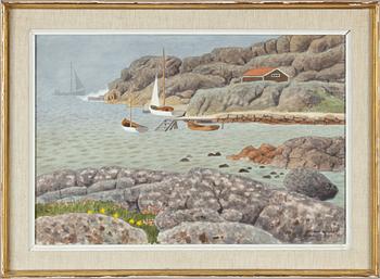 Oskar Bergman, watercolour, signed and dated Klöverön 1942-1954.