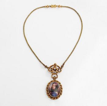 Halsband, 18K guld och miniatyrmålning. 1800-tal.