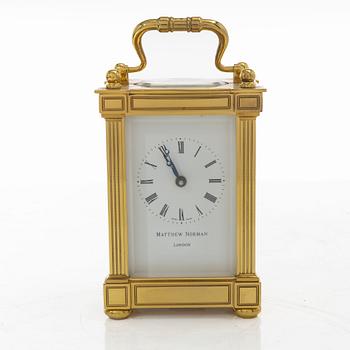 A Swiss made carriage clock by Matthew Norman, London. 20th century.