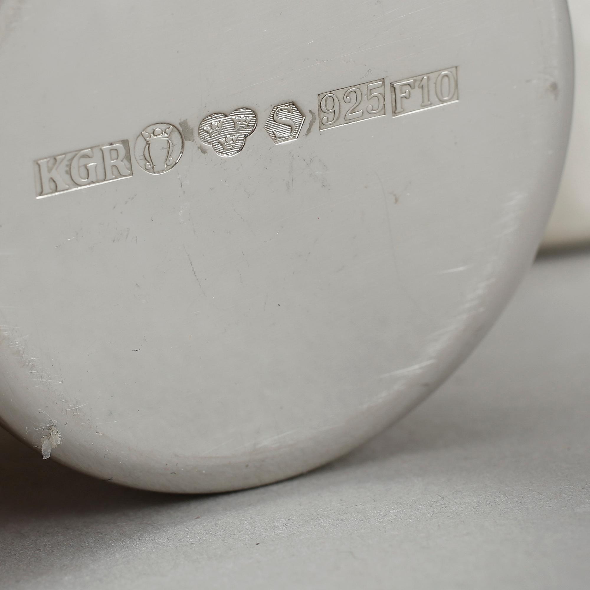 BÄGARE, 6 st, silver, Kurt Ribbhagen, Stockholm, 1980, vikt ca 867 gram.