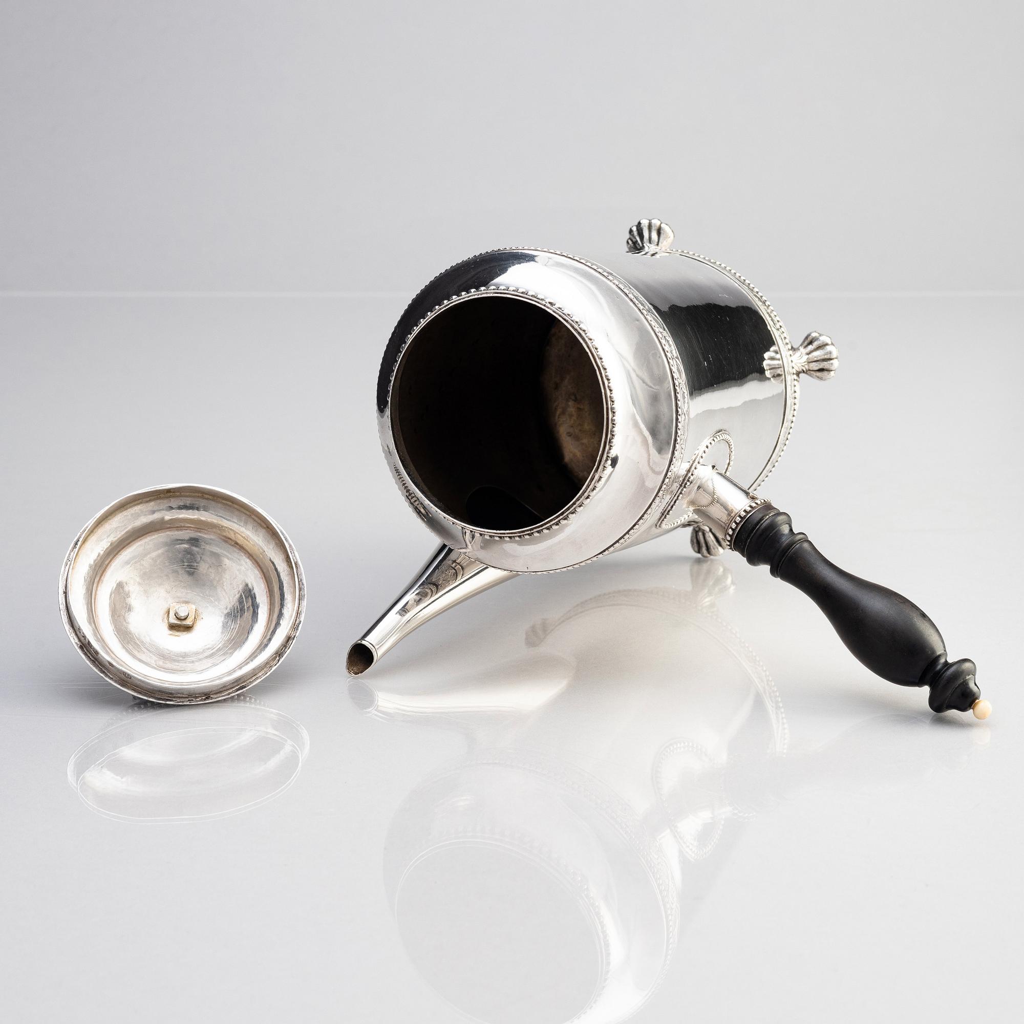 A Swedish 18th century silver coffee-pot, mark of Nils Tornberg, Linköping 1792.