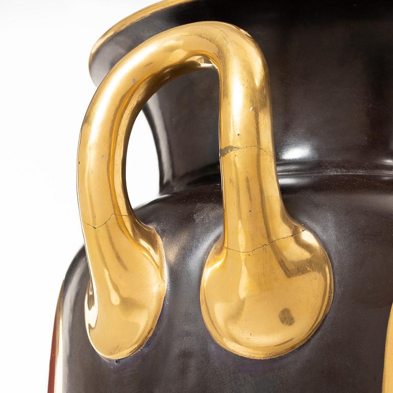 A large Swedish porcelain urn, Gustavsberg, 1866.