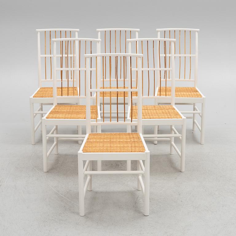 Josef Frank, a set of six dining chairs, model B 2025, Svenskt Tenn, Sweden.