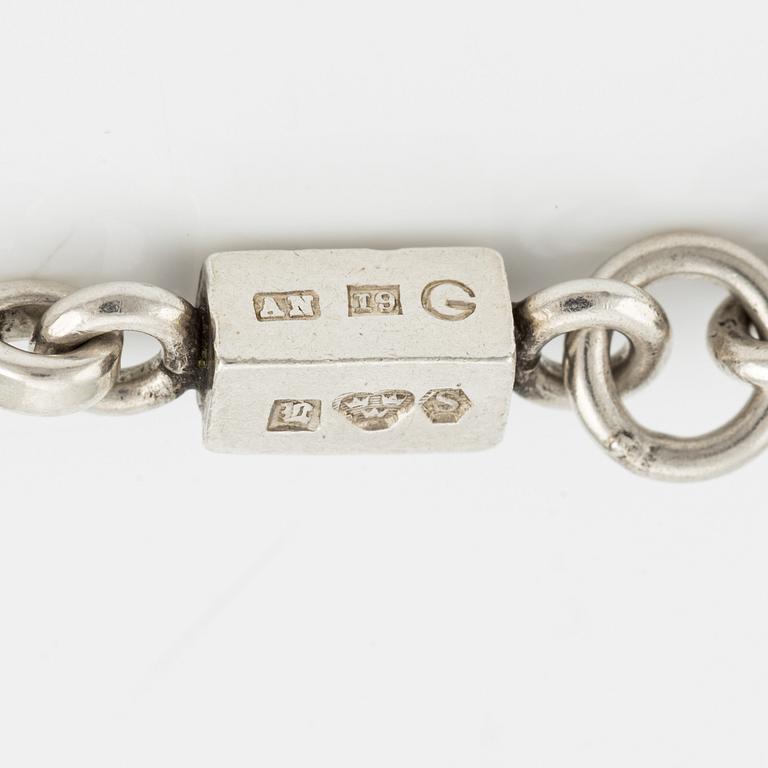 Wiwen Nilsson, necklace and bracelet, bar links, silver.