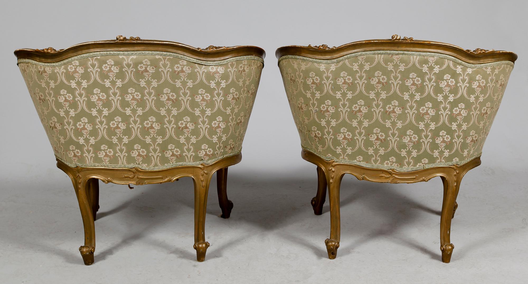 SALONGSMÖBEL, 8 del, rokokostil, 1800-/1900-tal.