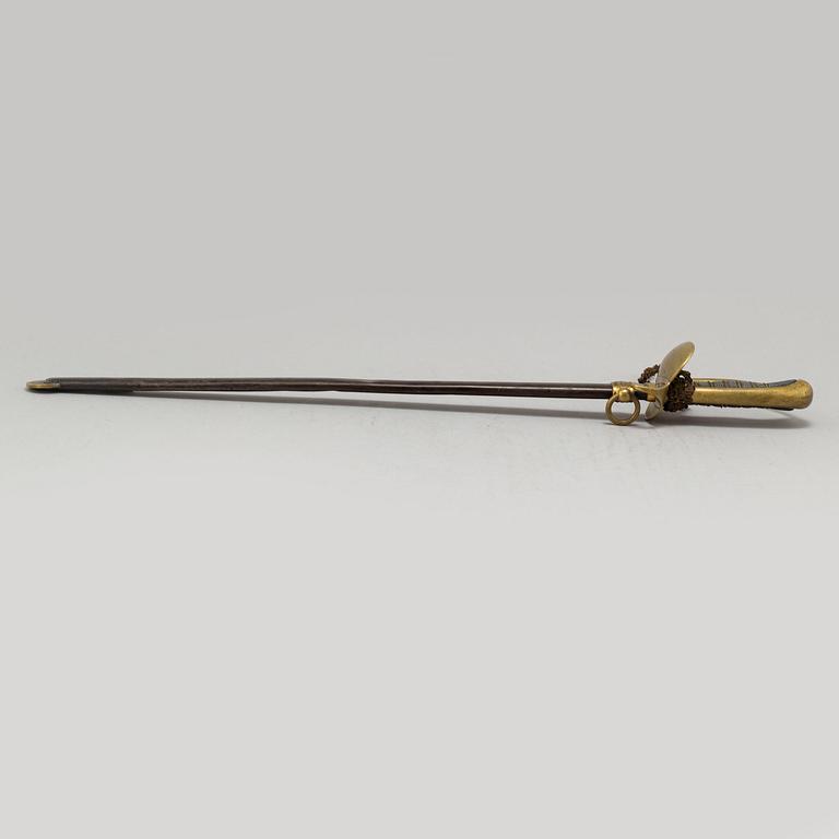 A shortened Swedish second half of the 19th century sabre with steel scabbard.