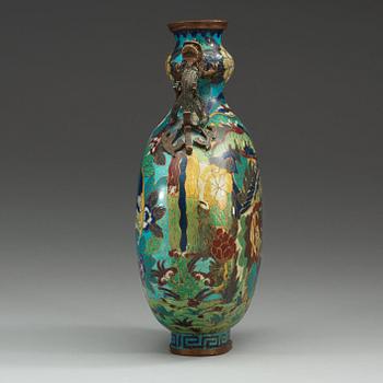 PILGRIMSFLASKA, cloisonné, Qing dynastin (1644-1912).