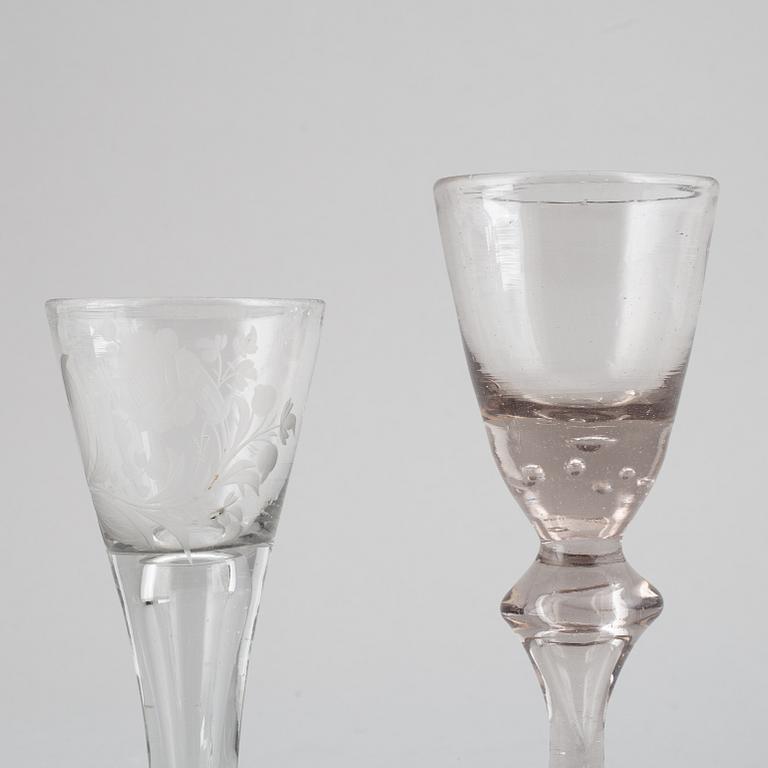 Two glasses, 1700's.
