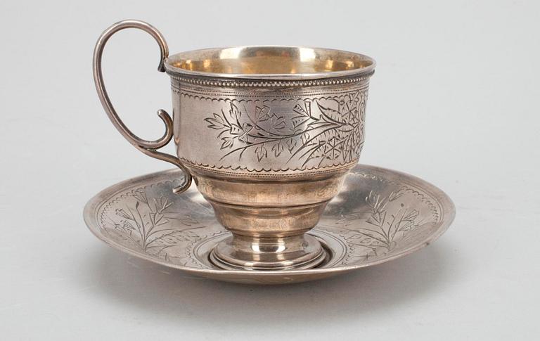 KAFFEKOPP samt -FAT, silver, Moskva 1891. Tot. vikt 120 g.