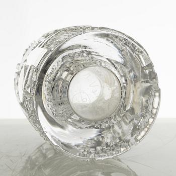 Bertil Vallien, a cylindrical clear glass vase, Boda Åfors Sweden 1960-70s.