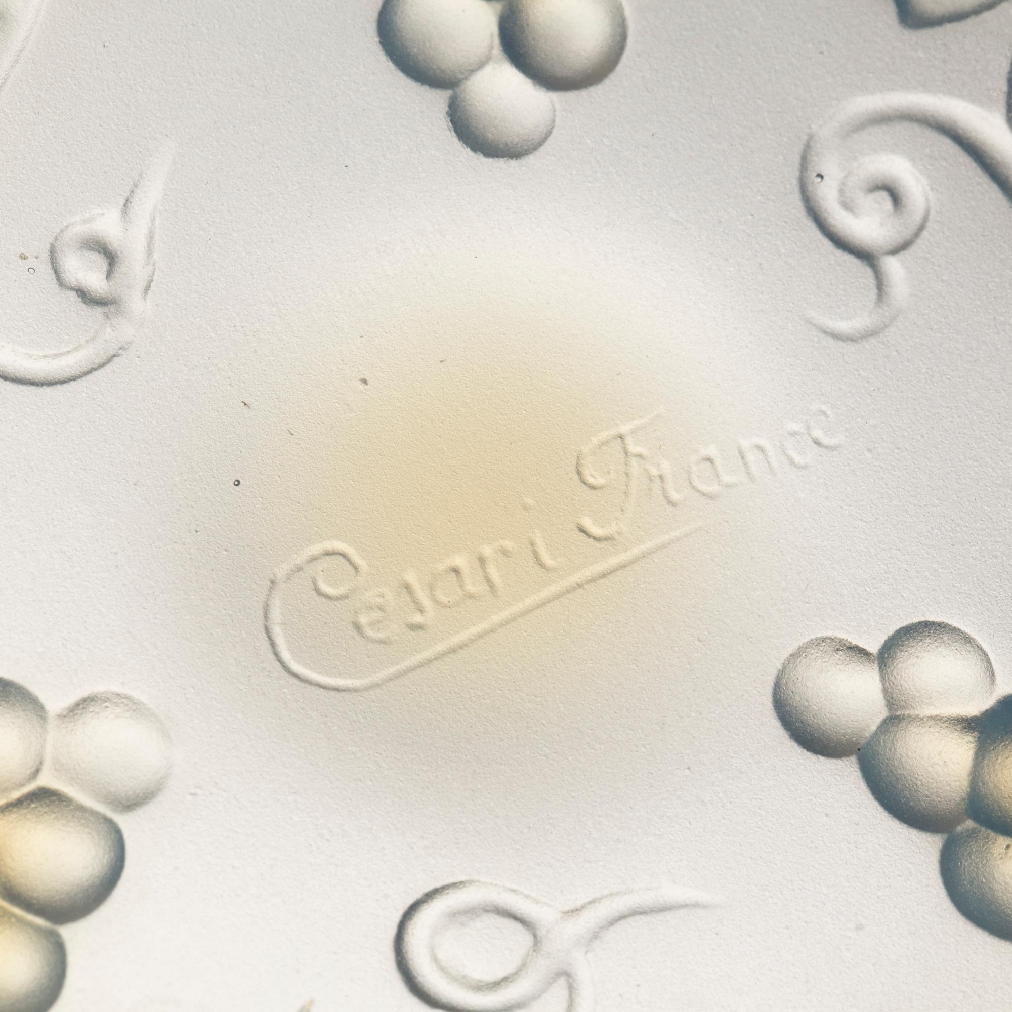 TWO FRENCH GLASS DISHES BY CESARO AND SABINO.