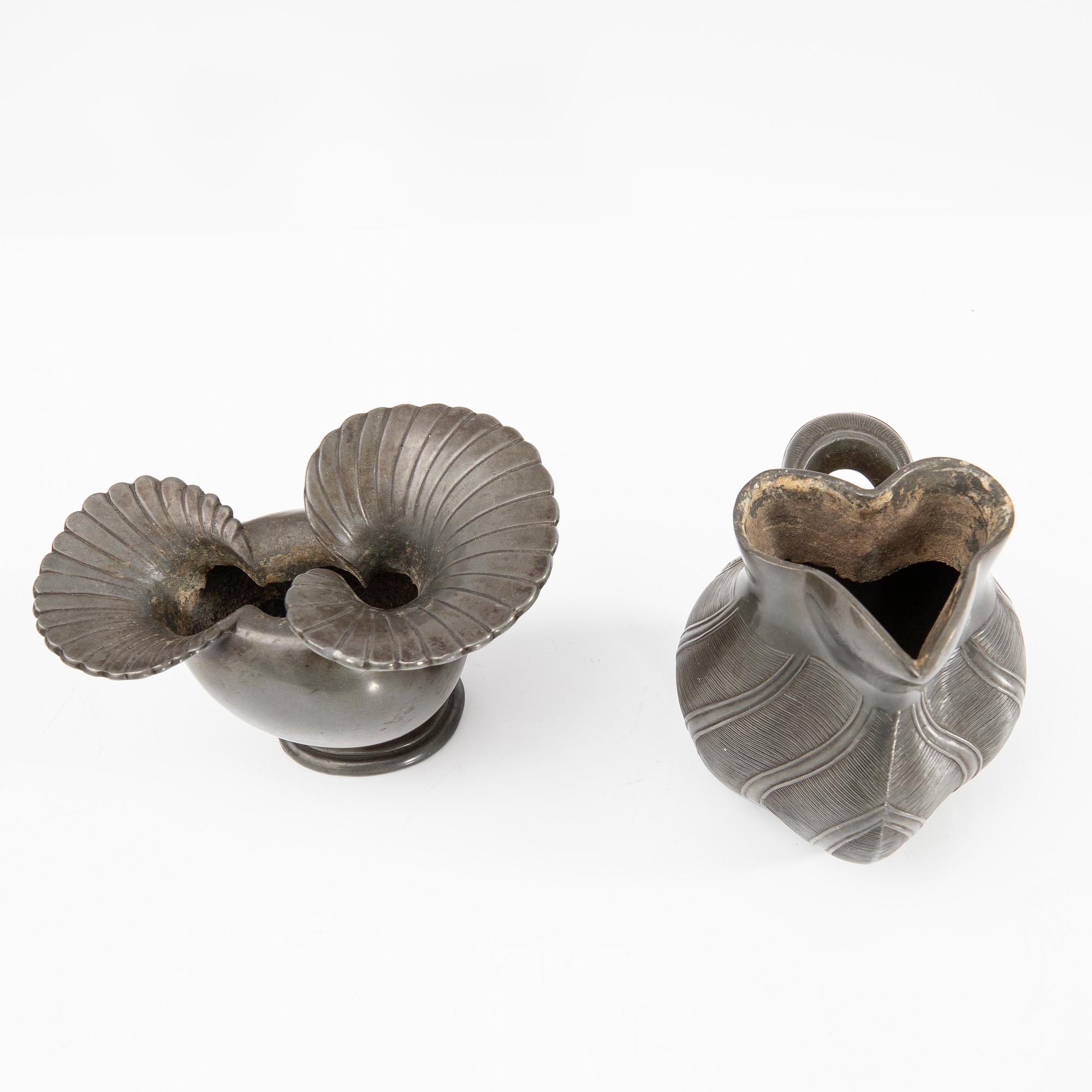 Just Andersen, vases, 4 pcs, Denmark, first half of the 20th century.