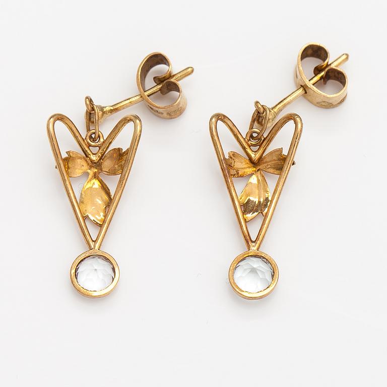 Örhängen, 18K guld, akvamariner. Pirkan kulta, Tammerfors 1956.