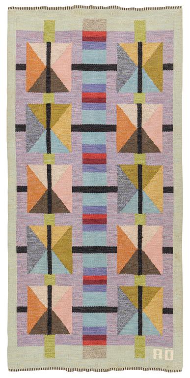 Agda Österberg, matta, rölakan och gobelängteknik, ca 240 x 115,5 cm, signerad AÖ.