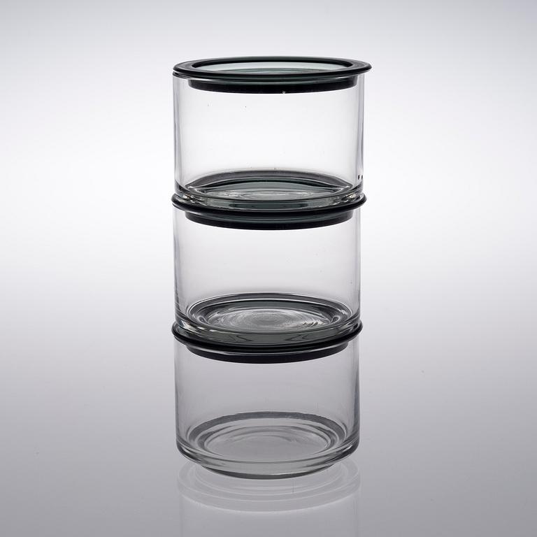 A SET OF THREE JAM JARS. Nuutajärvi, 1960.