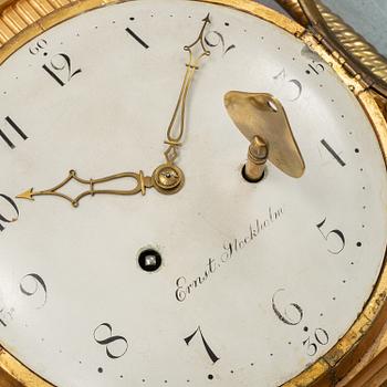 A late gustavian wall clock by Petter Ernst, Stockholm, (master 1753-1784).
