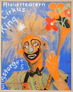OKÄND KONSTNÄR, blandteknik, "Cirkus King", Atelierteatern i Göteborg, 1950/60-tal.