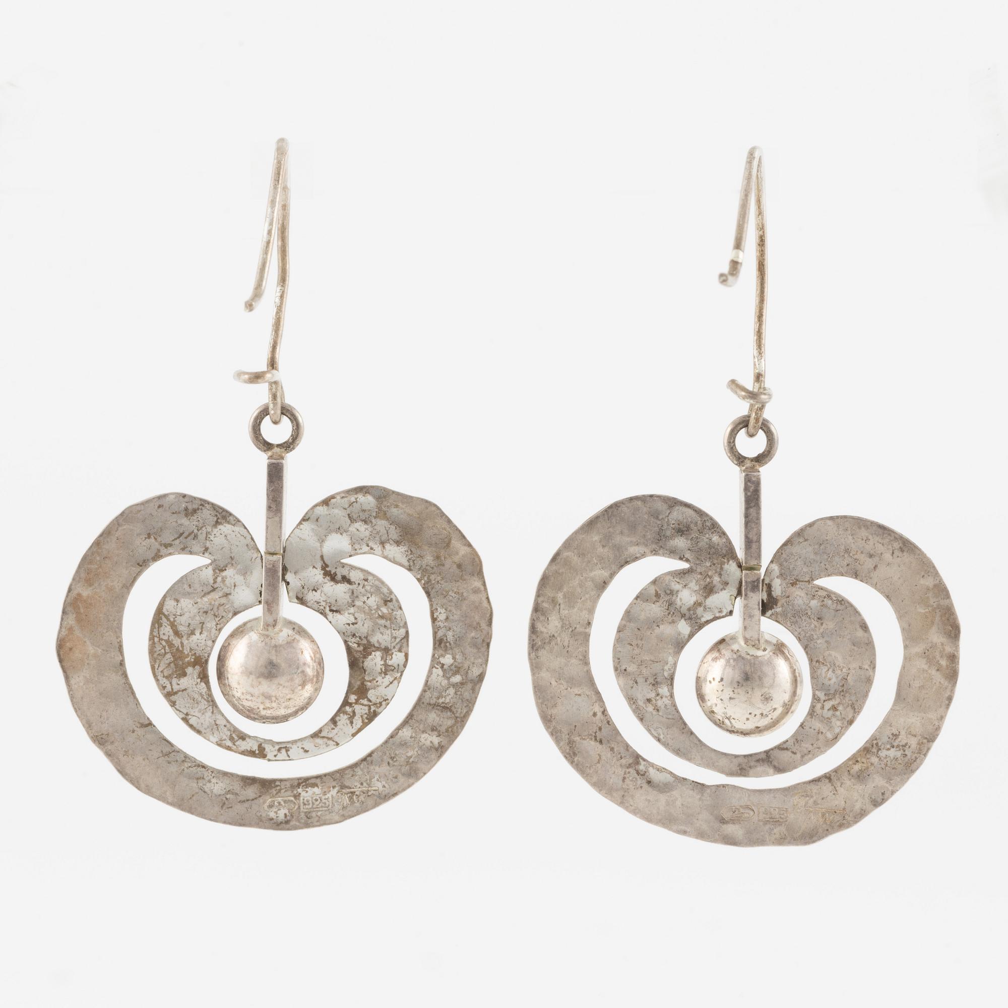 Tapio Wirkkala, earrings a pair, "Omena"/"Apple", silver.