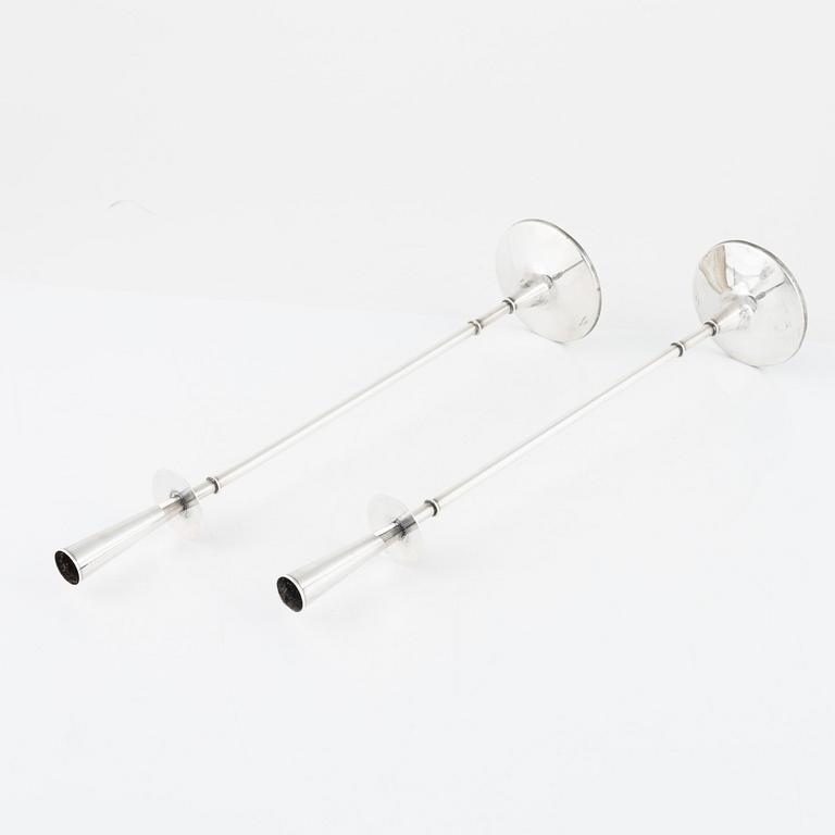 Tore Eldh, a pair of Swedish silver candlesticks, K&EC, Gothenburg, 1962.