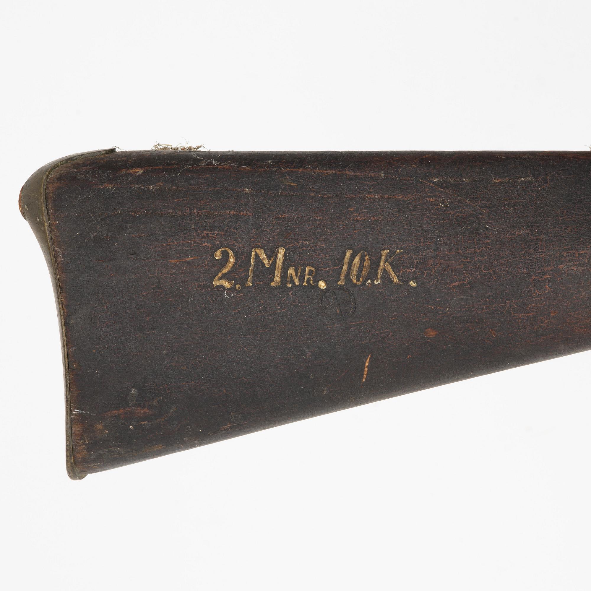 A Swedish percussion rifle, navy pattern 1845.