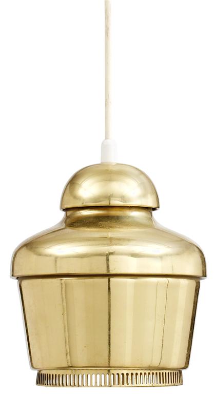 An Alvar Aalto brass ceiling lamp 'Golden Bell' by Valaistustyö Ky, Finland.